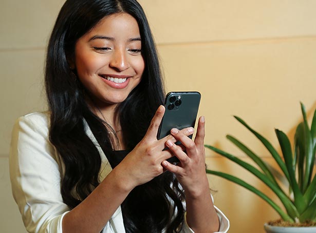 A lady using her smartphone